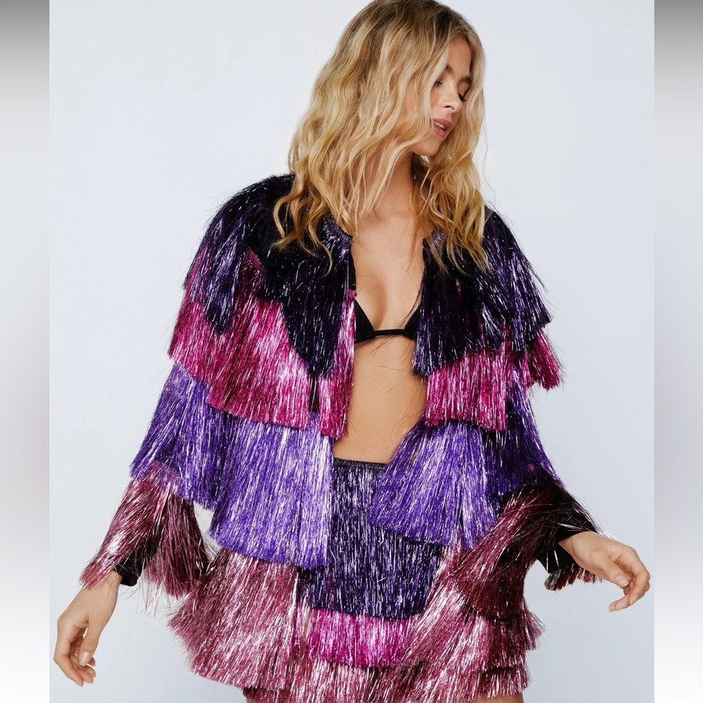 Nasty Gal Multicolor Fringe Jacket